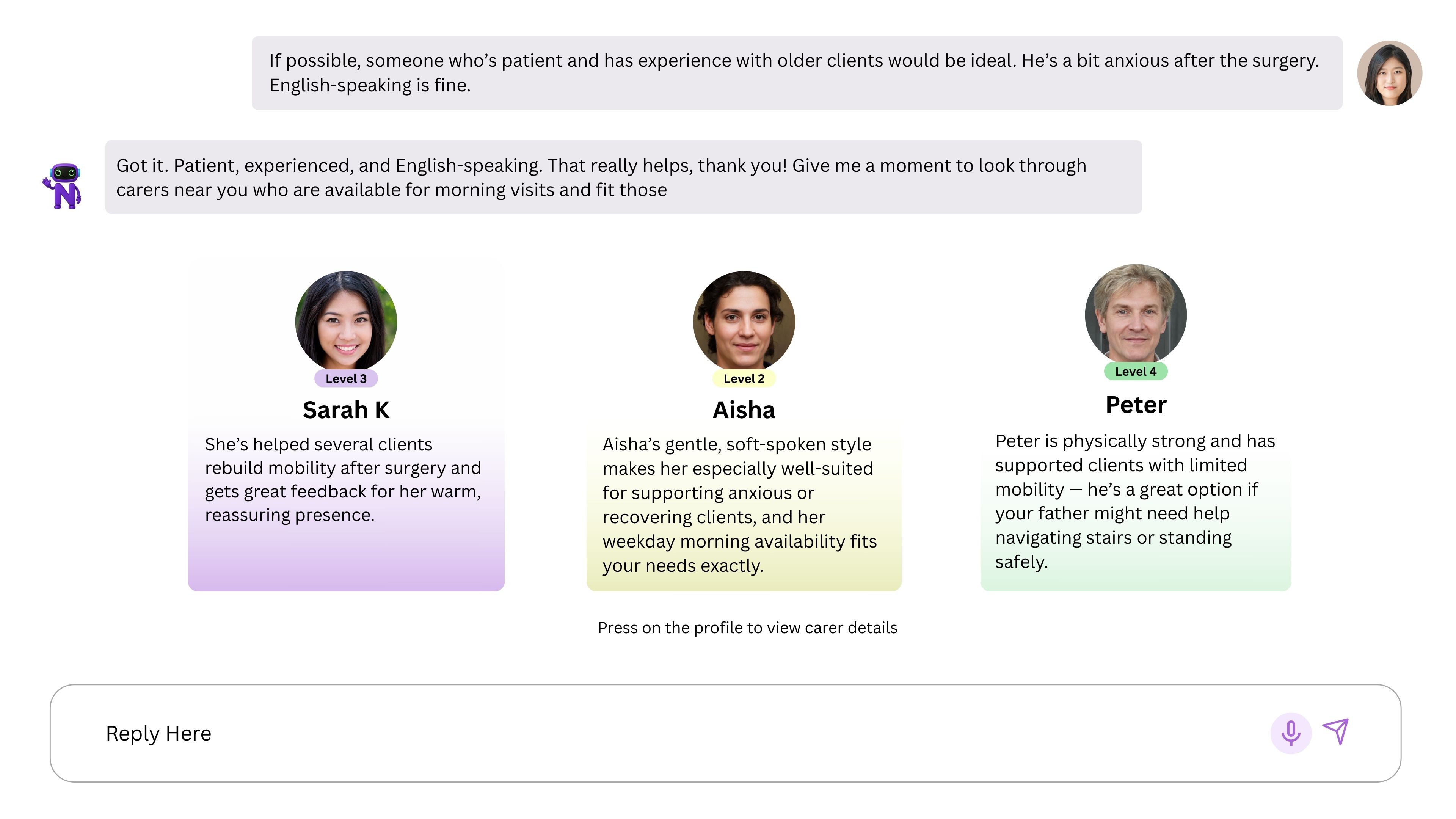 Step 2 - CareNeighbour AI-powered instant care platform