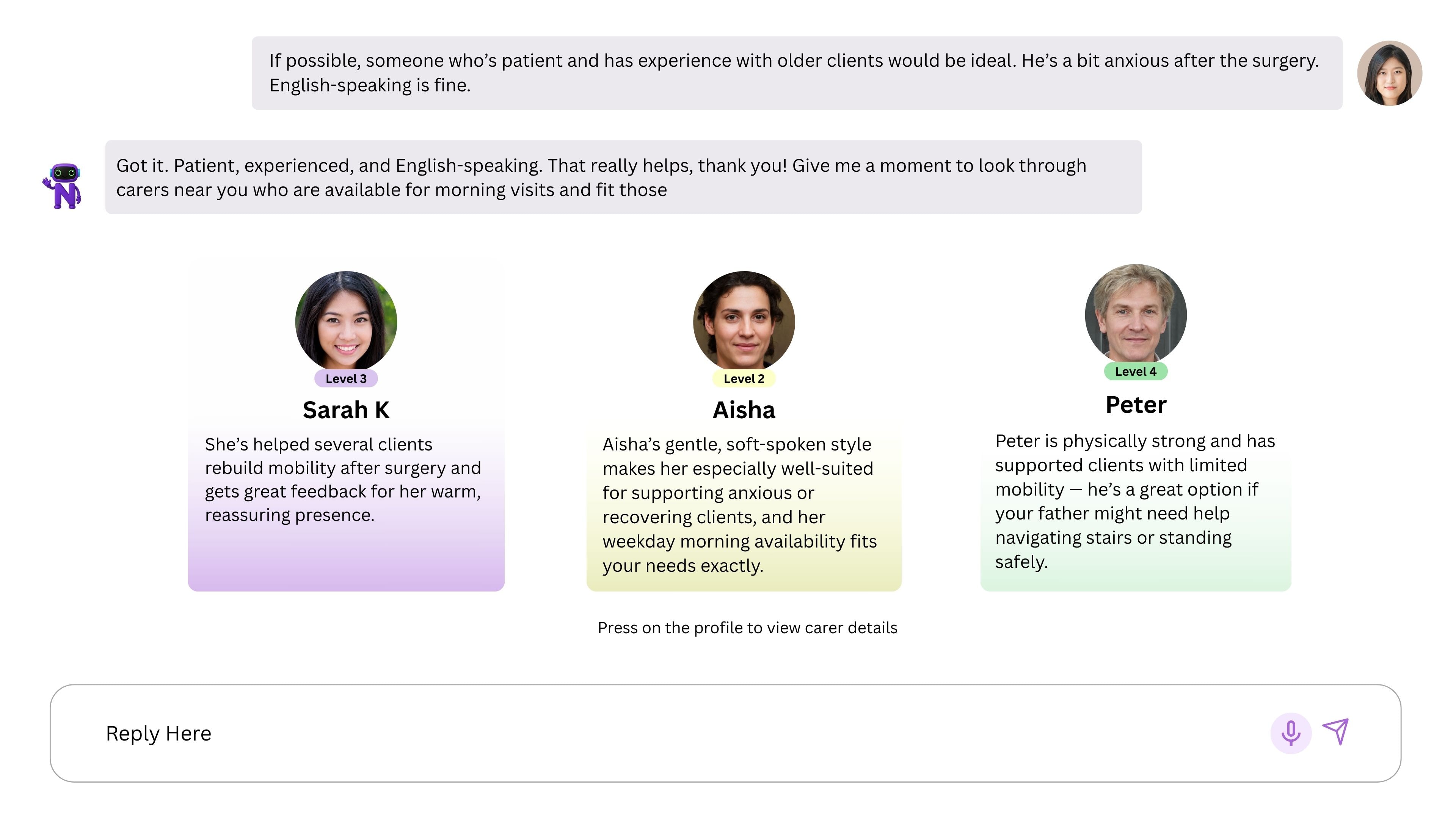 Step 2 - CareNeighbour AI-powered instant care platform